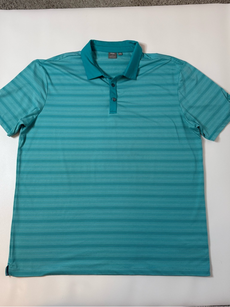 Ping Teal Striped ShortSleeve Polo
